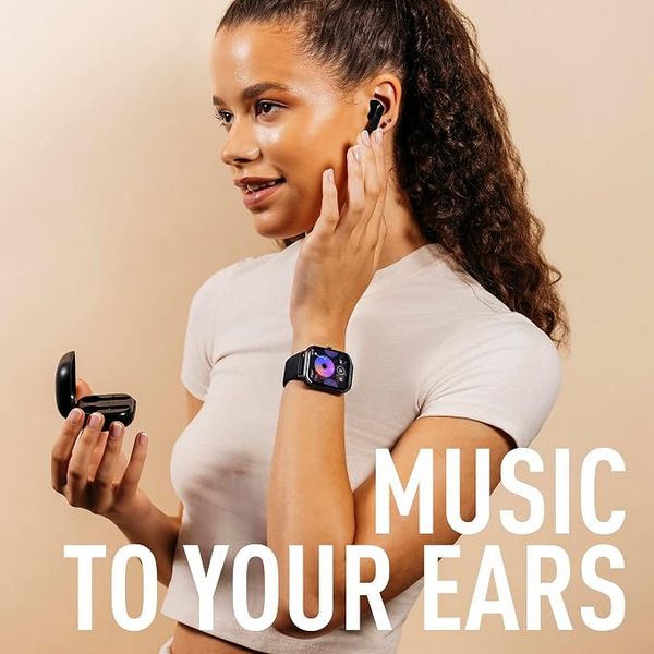 Reflex Active Series 17 Black Strap Smart Watch and True Wireless Sound Earbud Bundle