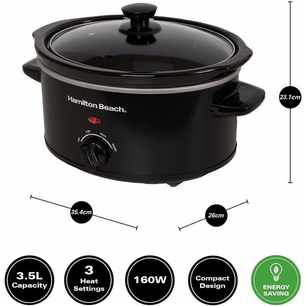 Hamilton Beach 3.5L Slow Cooker Black Open Box