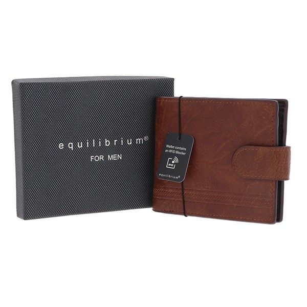 Equilibrium EQ For Men Embossed RFID Wallet With Tab Tan