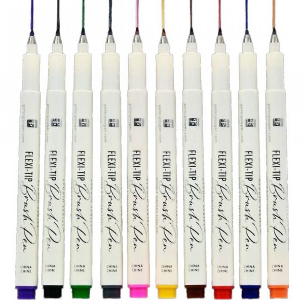 Peter Pauper Flexi-Tip Brush Pens (Set of 10)