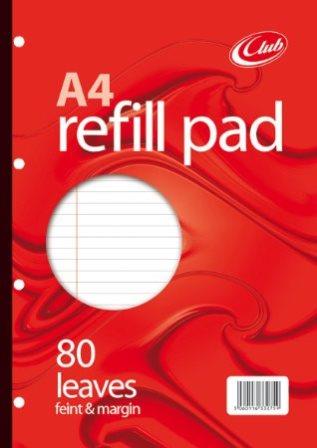Club A4 Refill Feint & Margin 80 Leaf